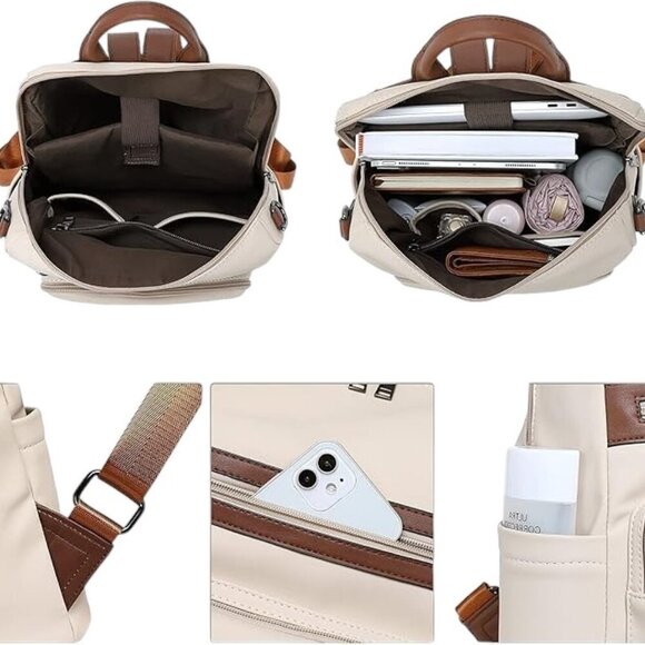 🆕️Sustainable Style: Chic Vegan Leather Backpack with Artisanal Craftsmanship - Picture 5 of 14